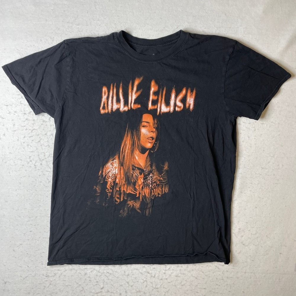 Billie Eilish Black Graphic T Shirt Large Concert Tour Merch‎